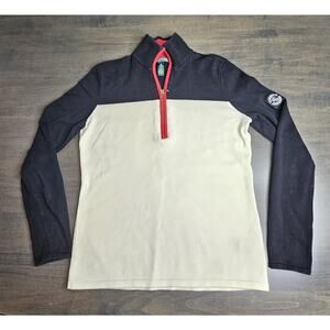 Lauren Ralph Lauren Women's Medium Red Black 1/4 Zip Sweatshirt Pullover